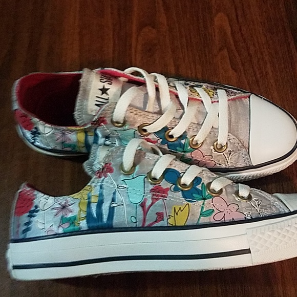 Converse all star textile silver floral sneakers - Picture 2 of 8